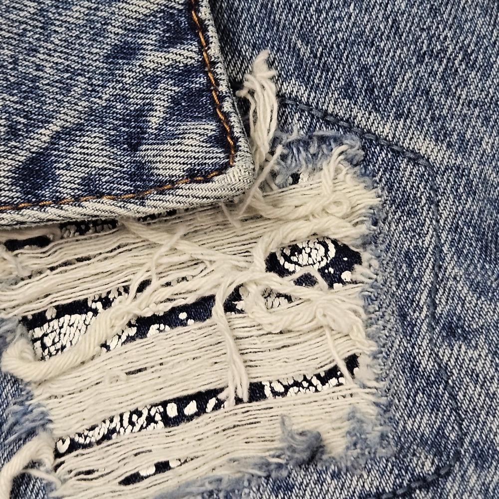 Patchwork Reworked Jean Jacket S Crop Distressed Y2K Style Grunge Street Vervet - Picture 9 of 14